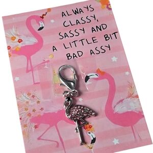 Pink Bundle - Floral Spiral Notebook with Flamingo Charm New